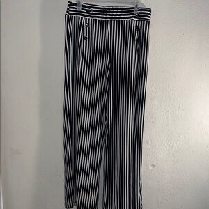 Robert Louis Black and White Striped Wide Leg Pants